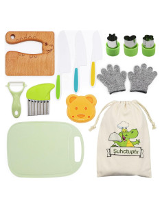 Set de Cuchillos para Niños Suhctuptx 14 Piezas con Guantes