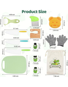 Set de Cuchillos para Niños Suhctuptx 14 Piezas con Guantes 2