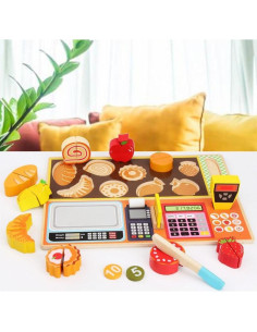 Juego de Comida de Madera VIESMUMU para Cortar y Jugar 3-6 Años 2