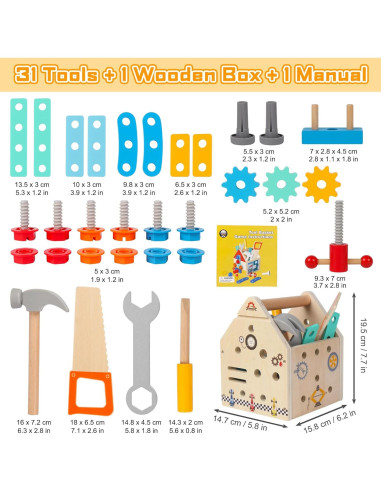 Kit de Herramientas Montessori ALLABC - 33 Piezas para Niños