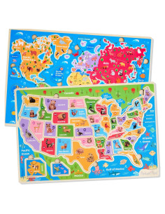 Rompecabezas de Madera Montessori Mama - Continentes y EE. UU.