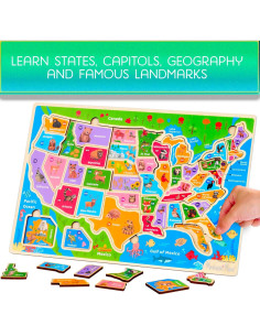 Rompecabezas de Madera Montessori Mama - Continentes y EE. UU. 2