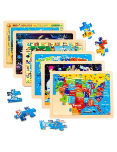 Rompecabezas de Madera EggSun 6 Paquetes 24 Piezas Educativos