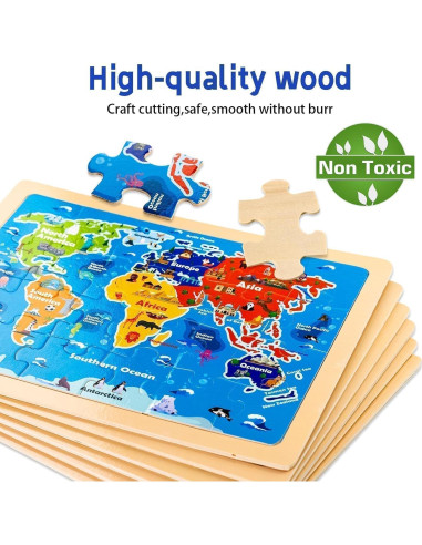 Rompecabezas de Madera EggSun 6 Paquetes 24 Piezas Educativos