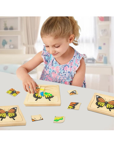 Rompecabezas de Madera Montessori Mariposa 20 Piezas 3-8 Años
