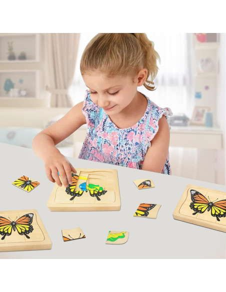 Rompecabezas de Madera Montessori Mariposa 20 Piezas 3-8 Años
