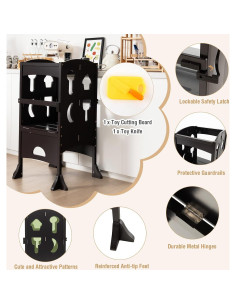 Taburete de Cocina Plegable HONEY JOY para Niños Café 2
