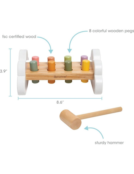 Banco de Martillo Montessori Pearhead - Juguete de Madera 12m+
