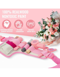 Set de Juguetes de Salón de Belleza WoodenEdu - Madera Rosa 2