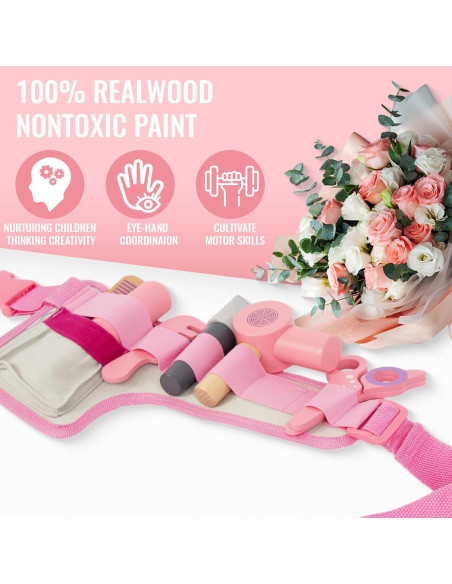 Set de Juguetes de Salón de Belleza WoodenEdu - Madera Rosa