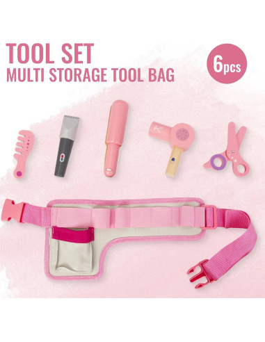 Set de Juguetes de Salón de Belleza WoodenEdu - Madera Rosa