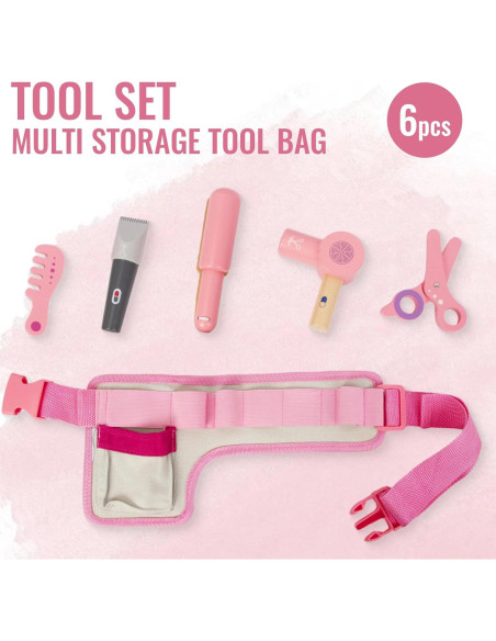 Set de Juguetes de Salón de Belleza WoodenEdu - Madera Rosa