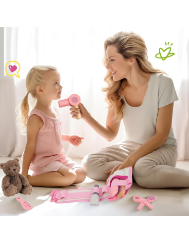 Set de Juguetes de Salón de Belleza WoodenEdu - Madera Rosa