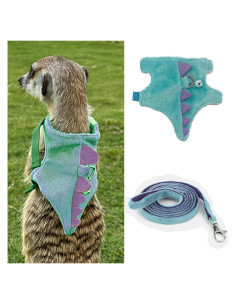 Arnés y Correa para Hurones MANON ROSA Chaleco Dinosaurio Azul