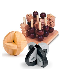 Sterling Games Rompecabezas de Madera 3-en-1 Tic Tac Toe 3D