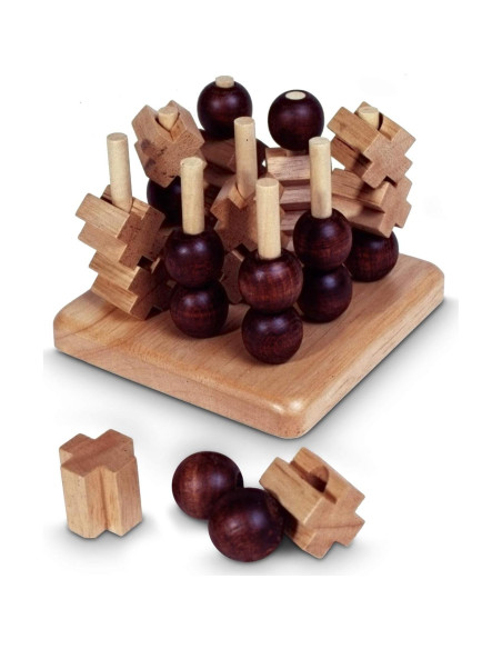 Sterling Games Rompecabezas de Madera 3-en-1 Tic Tac Toe 3D