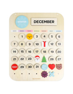 Calendario Perpetuo de Madera Azul Ginkgo para Niños 39.37x31.75cm