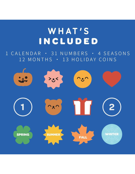 Calendario Perpetuo de Madera Azul Ginkgo para Niños 39.37x31.75cm Calendario Perpetuo de Madera Azul Ginkgo para Niños 39.37x31.75cm