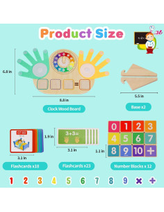 Juguetes de Aprendizaje Montessori ZJEFUNS - Bloques y Reloj 2