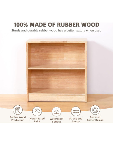 Estante Montessori OOOK 60 cm Madera Caucho Almacenamiento Juguetes