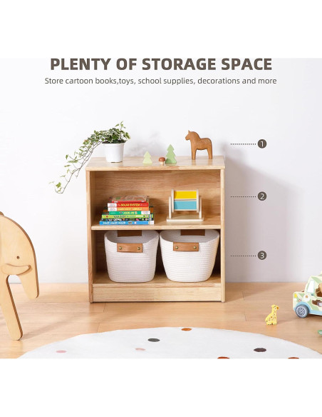 Estante Montessori OOOK 60 cm Madera Caucho Almacenamiento Juguetes