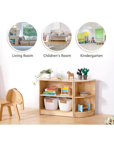 Estante Montessori OOOK 60 cm Madera Caucho Almacenamiento Juguetes