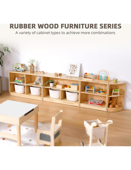 Estante Montessori OOOK 60 cm Madera Caucho Almacenamiento Juguetes
