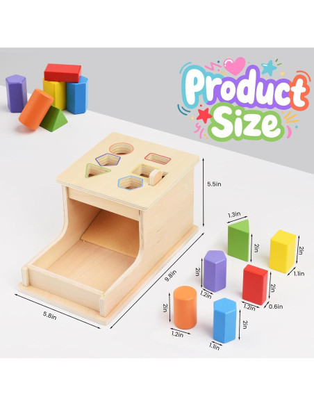 Juguete Montessori WoodenEdu Caja de Permanencia Madera 12.7x25.4cm