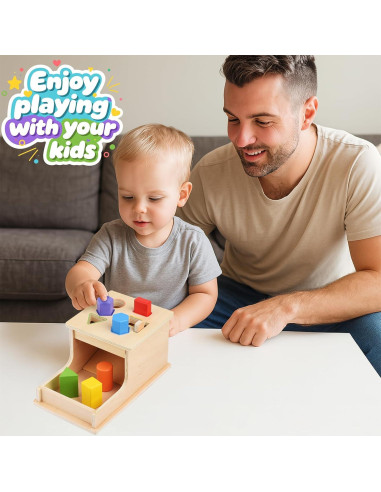 Juguete Montessori WoodenEdu Caja de Permanencia Madera 12.7x25.4cm