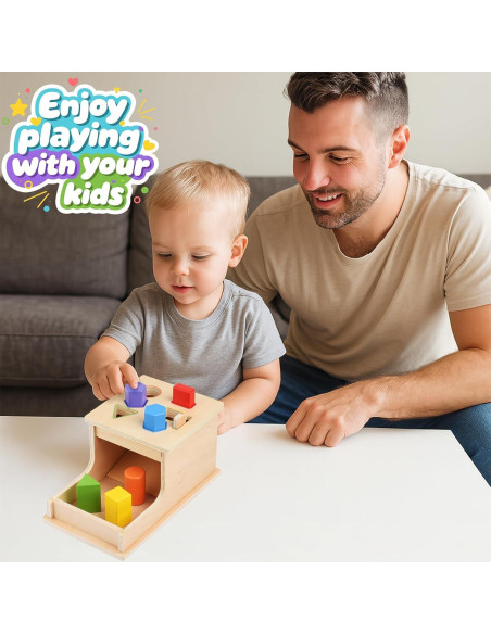 Juguete Montessori WoodenEdu Caja de Permanencia Madera 12.7x25.4cm