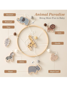 Móvil para Cuna OESSUF de Algodón y Madera, Musical y Luminoso 2