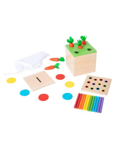 Adena Montessori Kit de Juego 3 en 1 de Madera para Bebés
