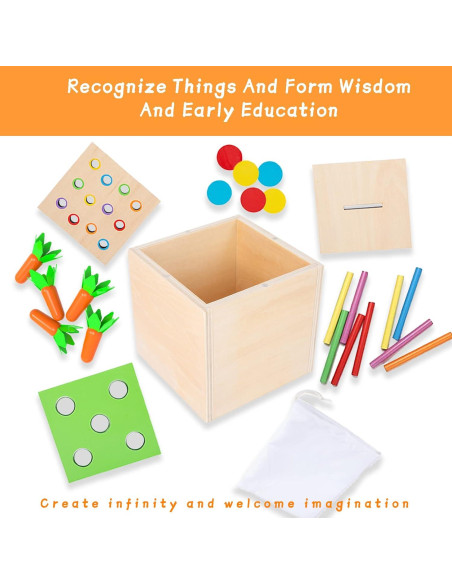 Adena Montessori Kit de Juego 3 en 1 de Madera para Bebés