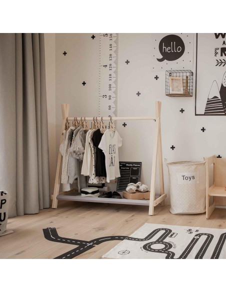 Armario Infantil Abierto Montessori 101cm con Perchero Teepee