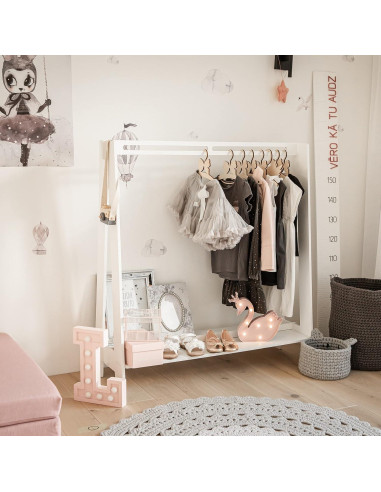 Armario Infantil Sweet Home From Wood Blanco con Estante y Barra