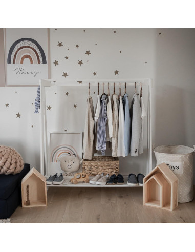 Armario Infantil Sweet Home From Wood Blanco con Estante y Barra