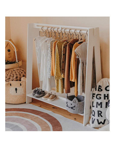 Armario Infantil Sweet Home From Wood Blanco con Estante y Barra