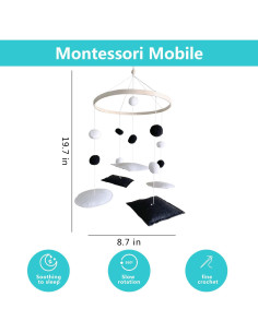 Móvil Montessori Vlokup Bosque en Blanco y Negro 50 cm 2