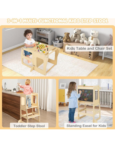 Torre de Aprendizaje Costzon 3 en 1 para Niños Plegable