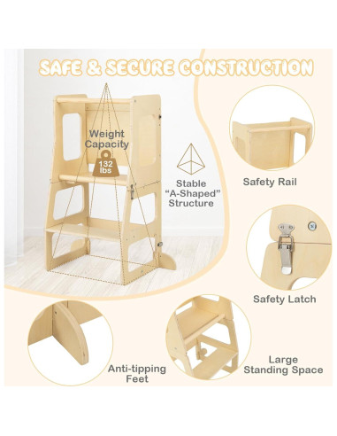 Torre de Aprendizaje Costzon 3 en 1 para Niños Plegable