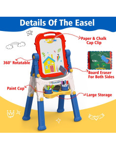 Caballete Doble Cara Basytodio para Niños 2-4 Años Ajustable 2