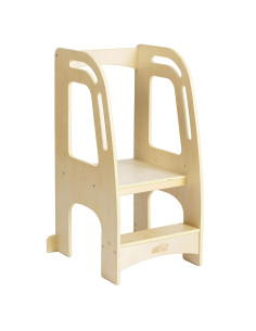 Torre de Cocina ECR4Kids para Niños, Escalera Ajustable Natural