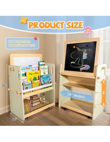 Caballete de Arte 2-en-1 LOL-FUN para Niños con Almacenamiento