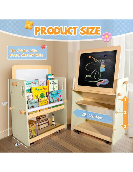 Caballete de Arte 2-en-1 LOL-FUN para Niños con Almacenamiento