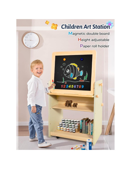 Caballete de Arte 2-en-1 LOL-FUN para Niños con Almacenamiento
