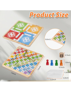 Juego de Mesa Ludo y Serpientes de Madera 30 cm 2-en-1 2