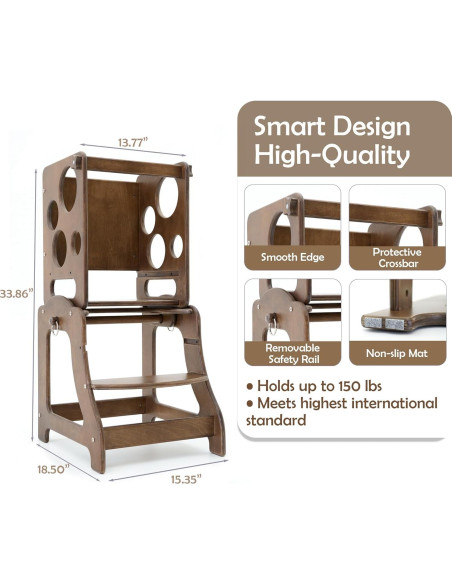 Escalera de Cocina para Niños ZHIMUSANO - Madera de Abedul, 68 kg