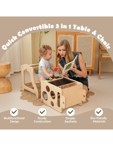 Escalera de Cocina para Niños ZHIMUSANO - Madera de Abedul, 68 kg