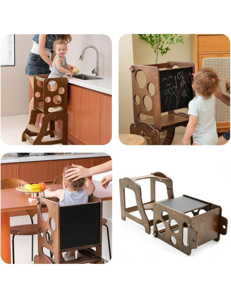 Escalera de Cocina para Niños ZHIMUSANO - Madera de Abedul, 68 kg
