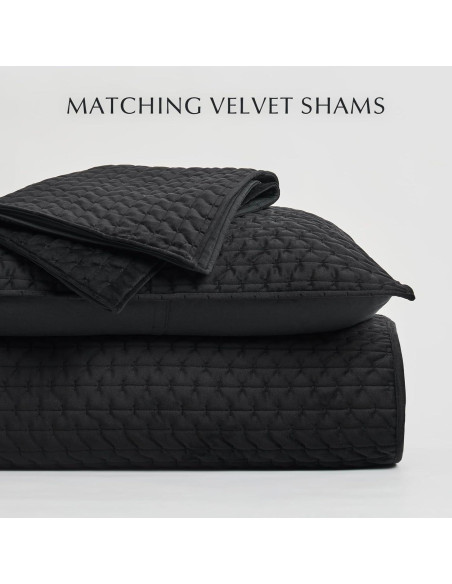 Conjunto de Ropa de Cama de Terciopelo EVERGRACE 3 Piezas Queen Negro